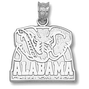 Sterling Silver 3/4in University of Alabama Elephant Pendant