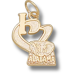 I Heart Alabama Crimson Tide Pendant 1/2in 14k Yellow Gold