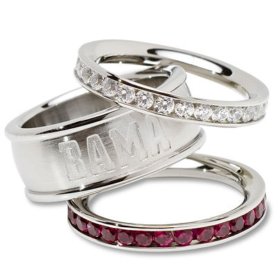 Al Ring University of Alabama Logo Crystal Stacked Ring Set UAL335CR