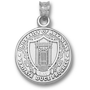 University of Arkansas Round Seal Pendant 5/8in Sterling Silver