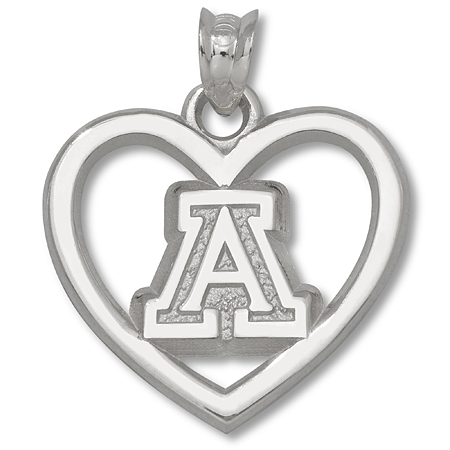 Sterling Silver 5/8in University of Arizona Heart Pendant