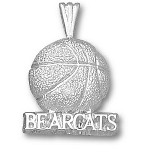 Sterling Silver 5/8in Cincinnati Bearcats Basketball Pendant