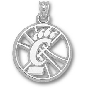 Sterling Silver 5/8in Cincinnati Paw Basketball Pendant