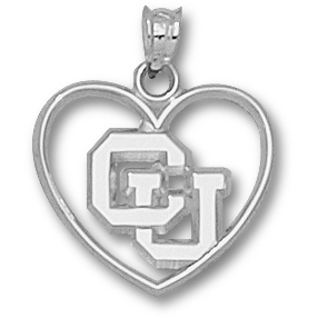 Sterling Silver 5/8in University of Colorado Heart Pendant