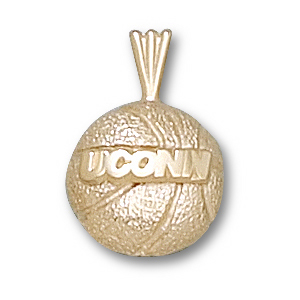 UCONN Basketball Pendant 1/2in 14k Yellow Gold