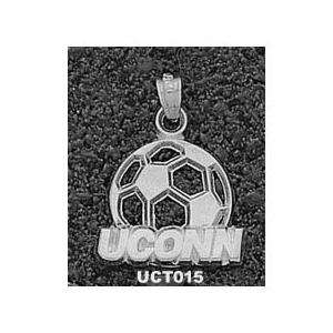 Connecticut Huskies 3/4in Sterling Silver Soccer Pendant