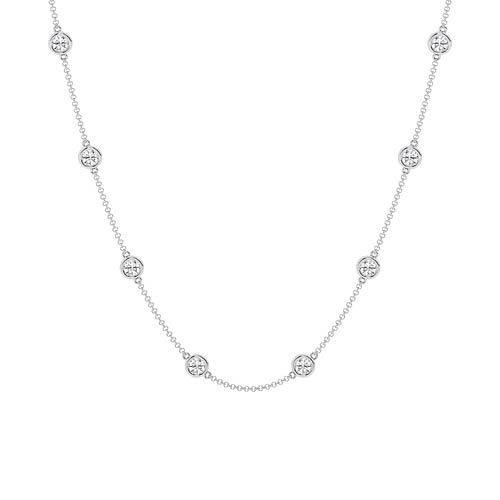 14k White Gold 3 ct tw Lab Grown Diamond Bezel Station Necklace