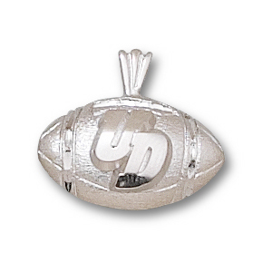 Sterling Silver 3/8in Dayton Flyers UD Football Pendant