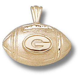 14kt Yellow Gold 1/2in Georgia Bulldogs Football Pendant