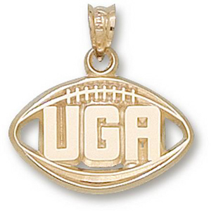 University of Georgia UGA Football Pendant 1/2in 14k Yellow Gold