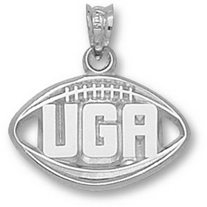 Sterling Silver 1/2in Georgia Bulldogs UGA Football Pendant