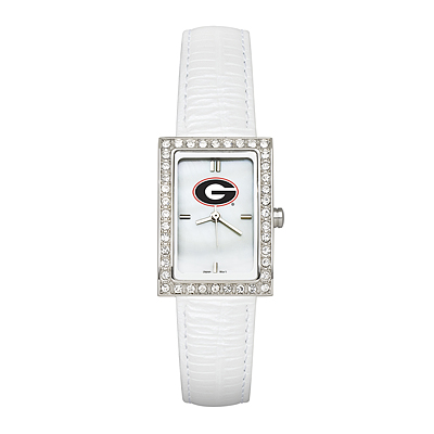 University of Georgia Ladies Allure Watch White Leather Strap