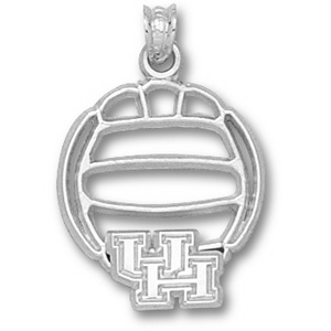 Houston Cougars 9/16in Sterling Silver Volleyball Pendant
