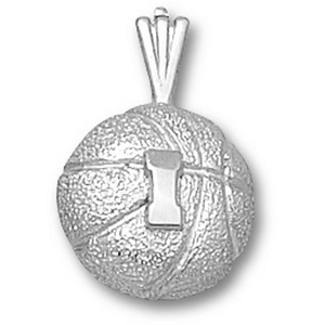Sterling Silver 1/2in University of Illinois Basketball Pendant