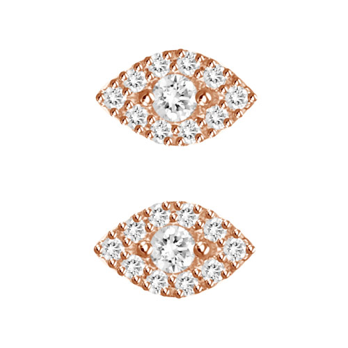 18k Rose Gold .18 ct Diamond Evil Eye Earrings