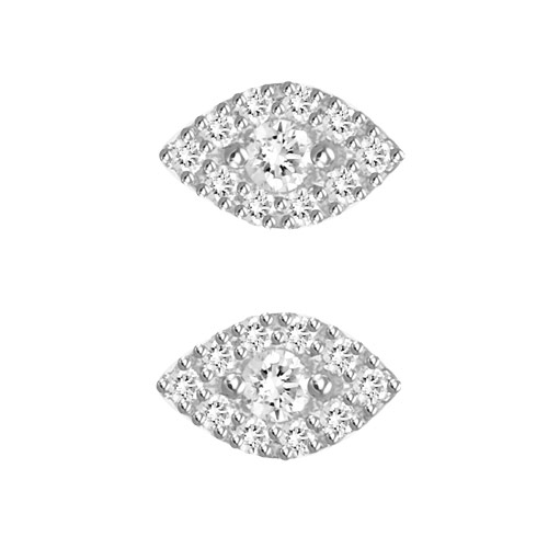 18k White Gold .18 ct Diamond Evil Eye Earrings
