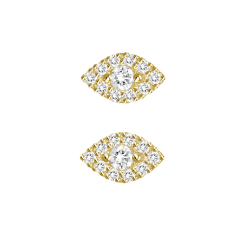 18k Yellow Gold .18 ct Diamond Evil Eye Earrings