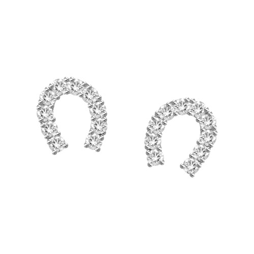 18k White Gold .30 ct Diamond Horseshoe Earrings