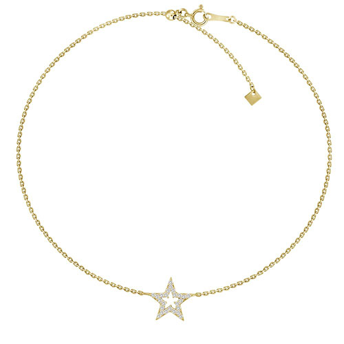 18k Yellow Gold .07 ct tw Diamond Star Bracelet