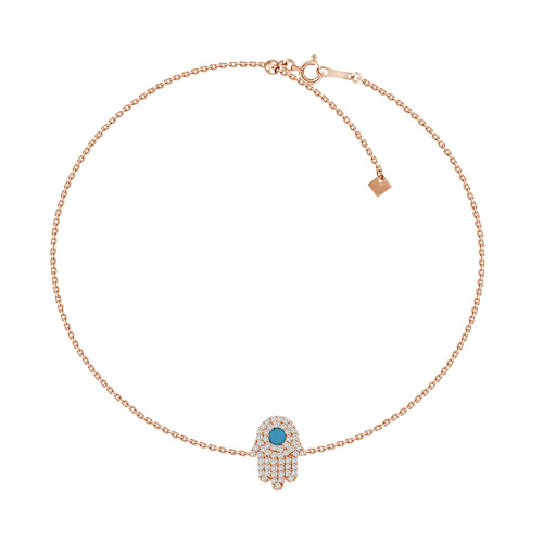 18k Rose Gold .11 ct tw Diamond Hamsa Bracelet