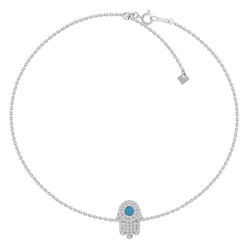 18k White Gold .11 ct tw Diamond Hamsa Bracelet