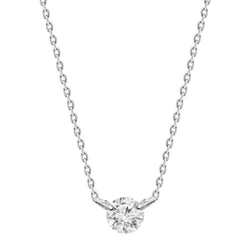 18k White Gold .10 ct Diamond Solitaire Necklace with Two Prongs