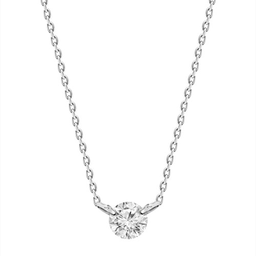 18k White Gold .10 ct Diamond Solitaire Necklace with Two Prongs