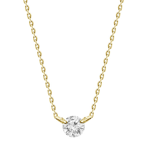 18k Yellow Gold .10 ct Diamond Solitaire Necklace with Two Prongs