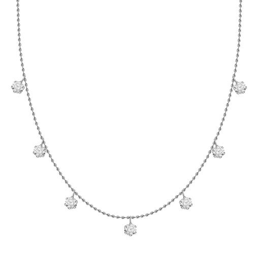 18k White Gold .30 ct Diamond Station Bead Necklace