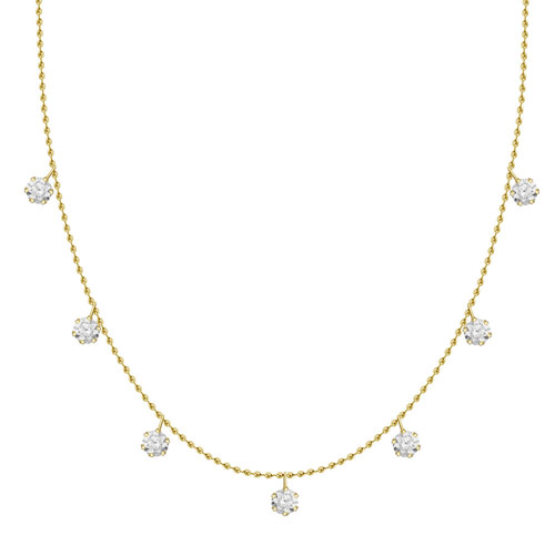 18k Yellow Gold .30 ct Diamond Station Bead Necklace