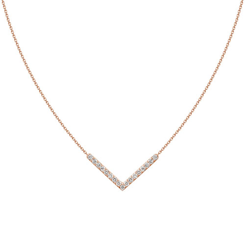 18k Rose Gold .20 ct Diamond Chevron Necklace