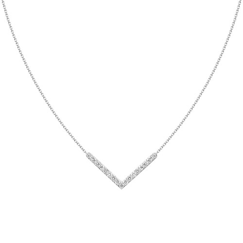 18k White Gold .20 ct Diamond Chevron Necklace