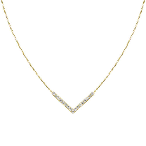 18k Yellow Gold .20 ct Diamond Chevron Necklace