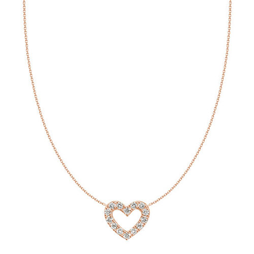 18k Rose Gold .10 ct Diamond Open Heart Necklace