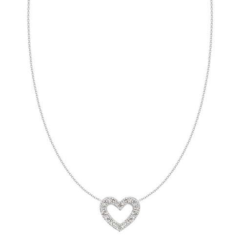18k White Gold .10 ct Diamond Open Heart Necklace