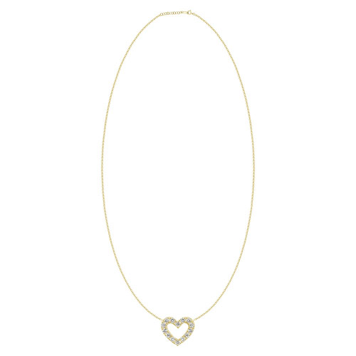 18k Yellow Gold .10 ct Diamond Open Heart Necklace