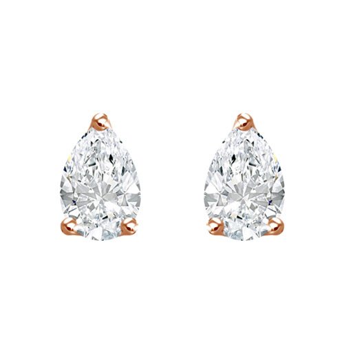 18k Rose Gold .45 ct Diamond Pear Stud Earrings