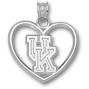 Sterling Silver 3/4in Kentucky Wildcats Heart Pendant