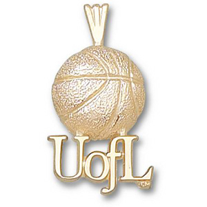 10kt Yellow Gold 3/4in U of L Basketball Pendant