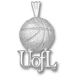 Sterling Silver 3/4in U of L Basketball Pendant