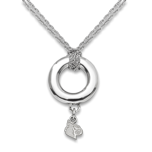 Sterling Silver 16in University of Louisville Halo Necklace