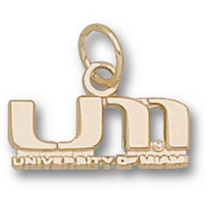 14kt Yellow Gold 1/4in University of Miami UM Pendant