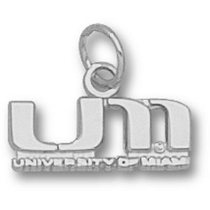 Sterling Silver 1/4in University of Miami UM Pendant