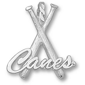 Miami Hurricanes 7/8in Sterling Silver Bats Pendant
