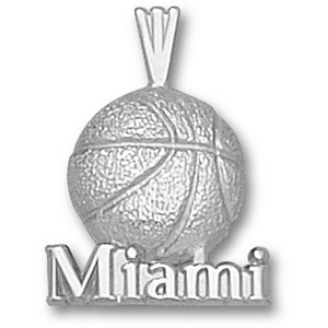 Miami Hurricanes 5/8in Sterling Silver Basketball Pendant