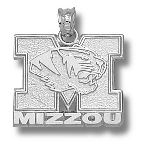 Missouri Tigers Mizzou Pendant 5/8in Sterling Silver