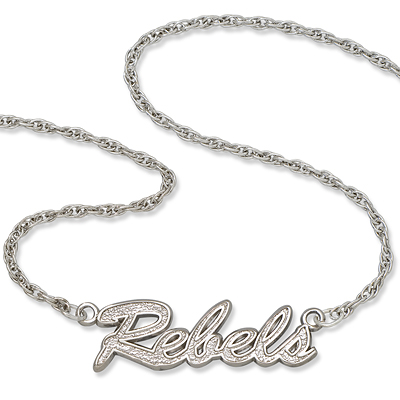 Sterling Silver 18in Mississippi Rebels Script Necklace