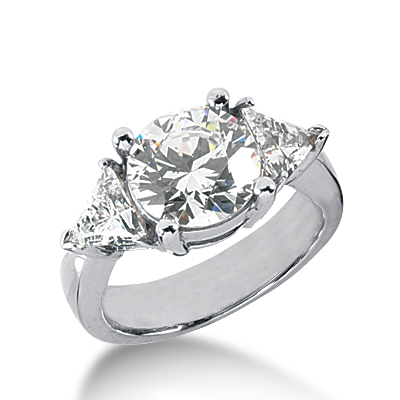 4.15 ct tw Round and Trillion 3-Stone Moissanite Ring