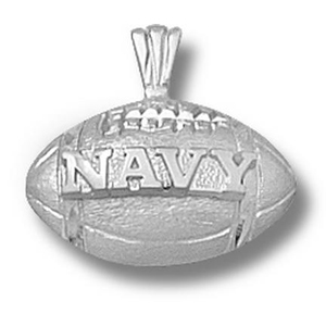 Sterling Silver 1/2in Navy Football Pendant
