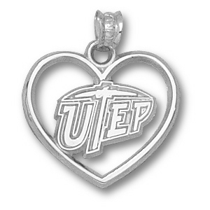 Sterling Silver 5/8in UTEP Heart Pendant